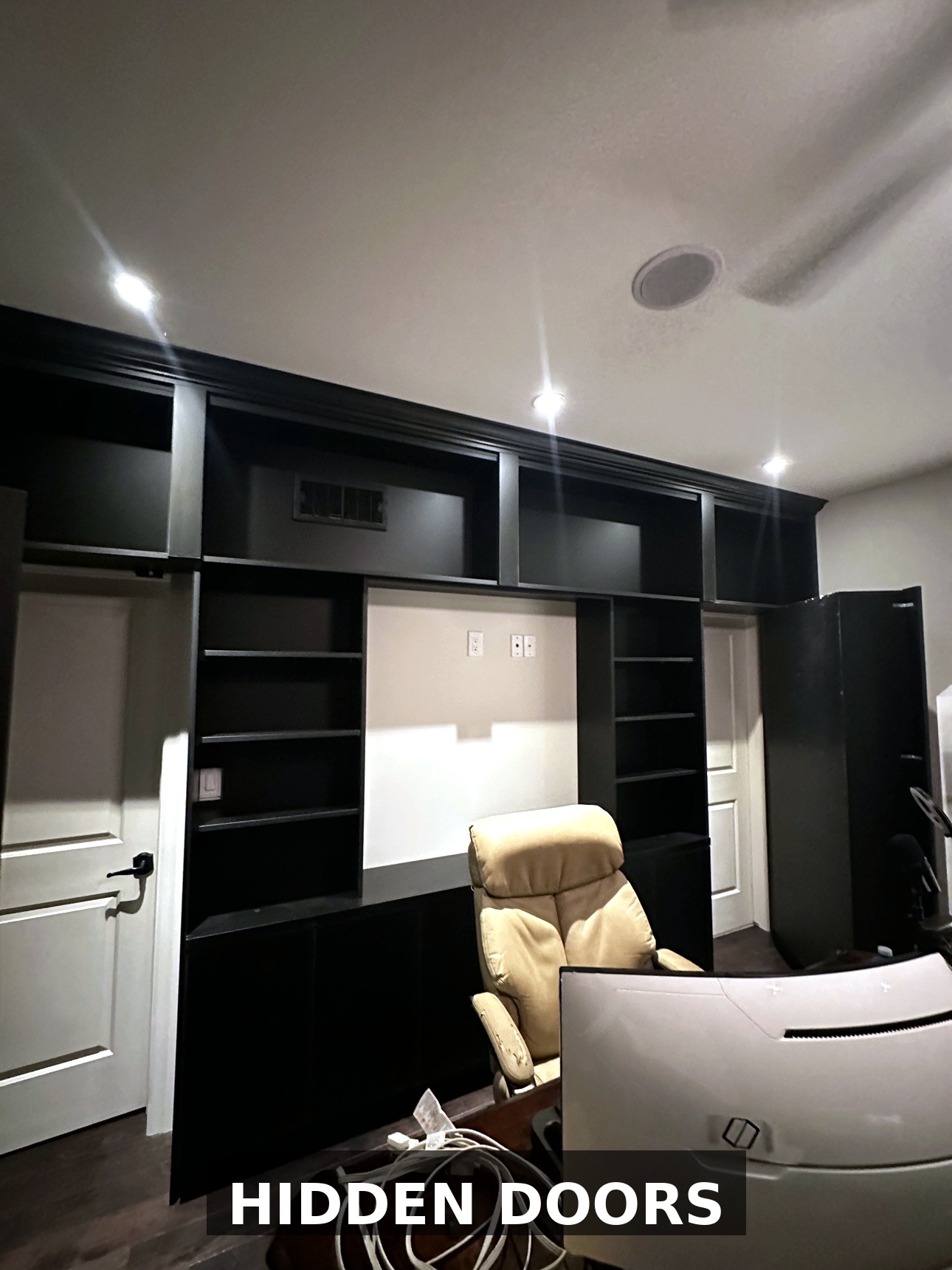 Hidden doors built into shelving